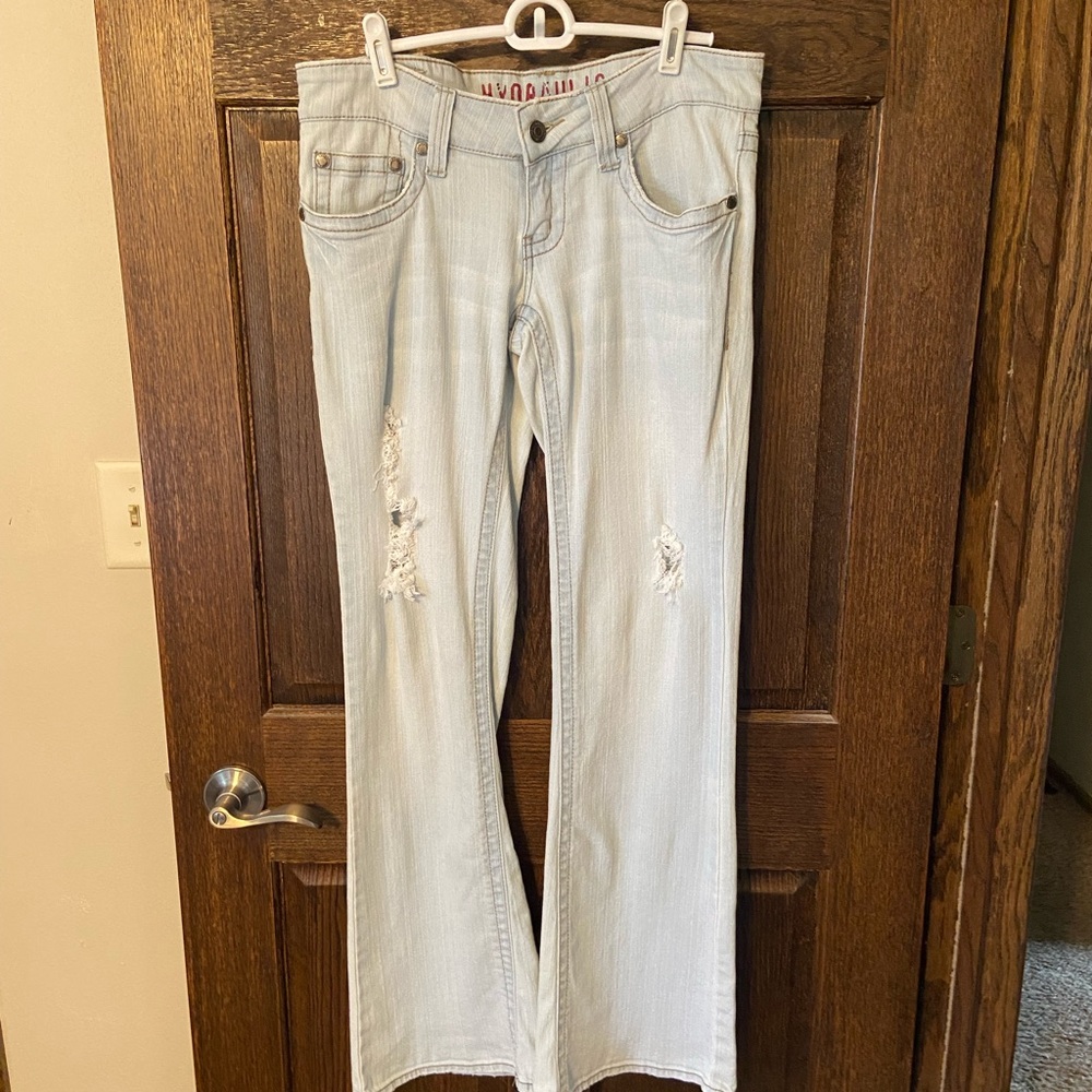 Y2K Hydraulic light wash distressed jeans